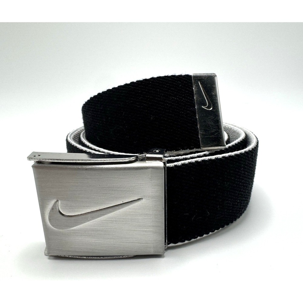 Nike Reversible Stretch Belt w/ Bottle Opener Buckle, Blk/Gry, Sizes 28-32 Golf